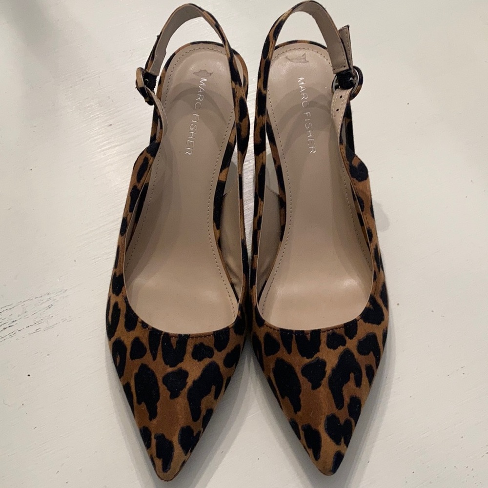 Marc Fisher sling back leopard heels